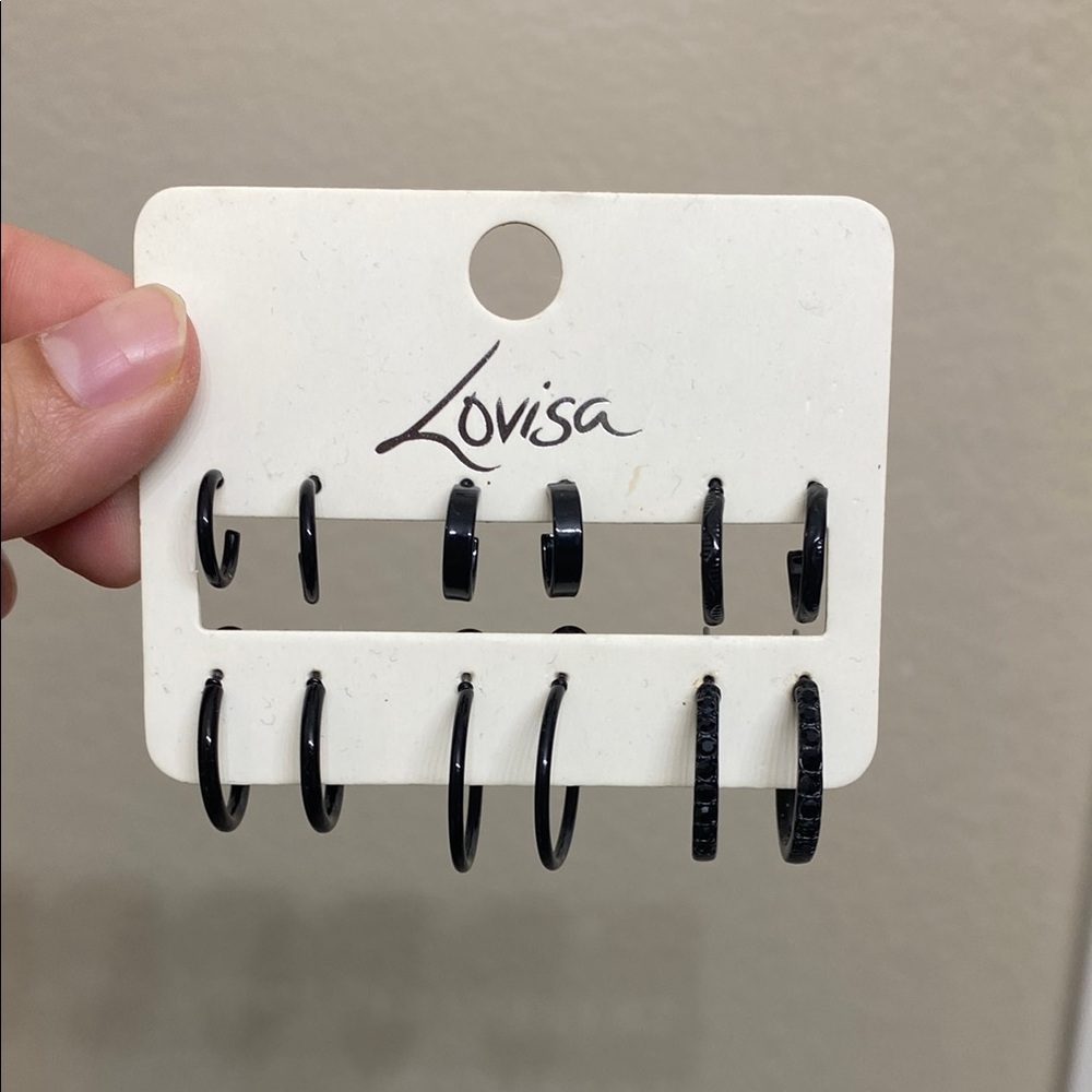Icing Black Hoop Earring Set